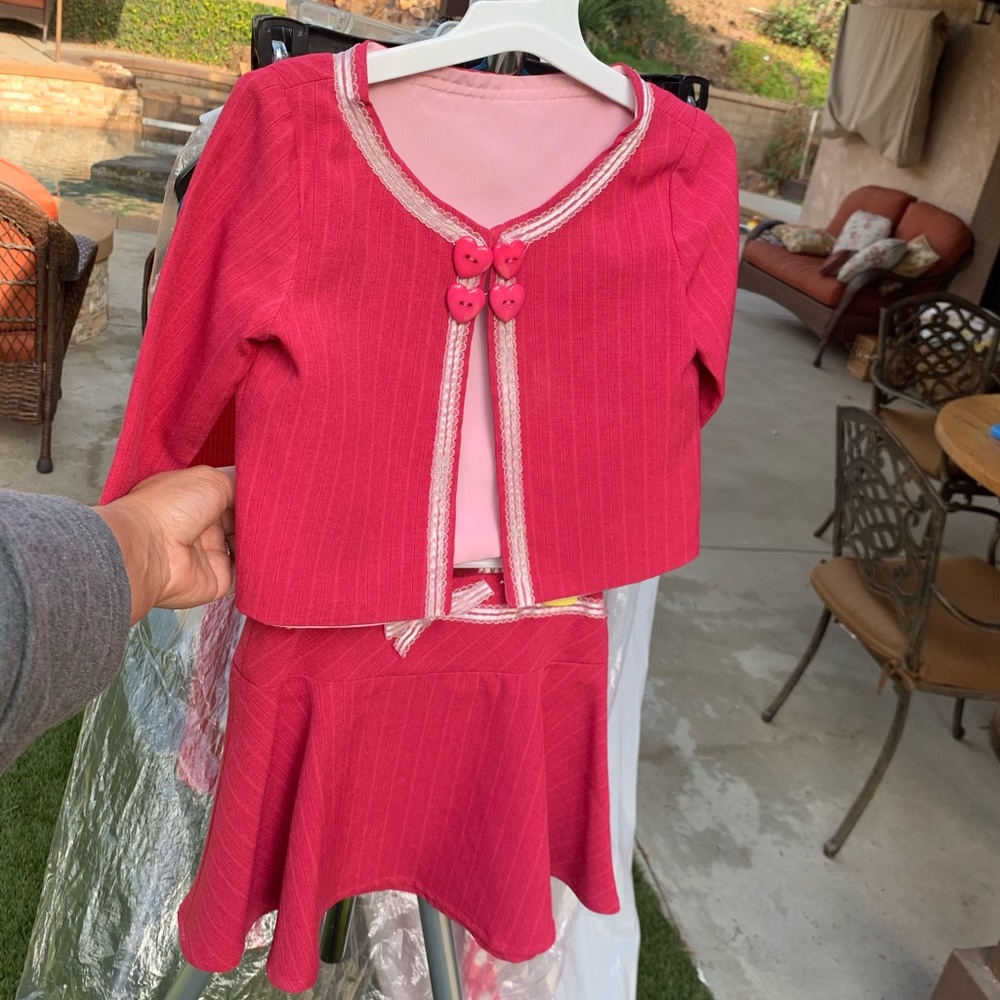 Dark Pink Little Girl’s Custom 2-Piece Suit Size 4
